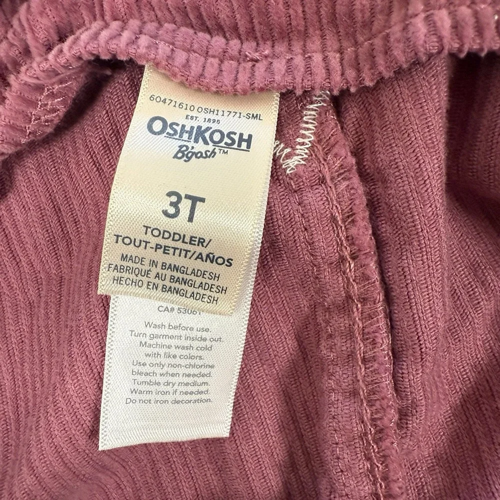 Oshkosh Bgosh Girls Jumper Overall Dress Size 3T Pink Corduroy Cottagecore‎
